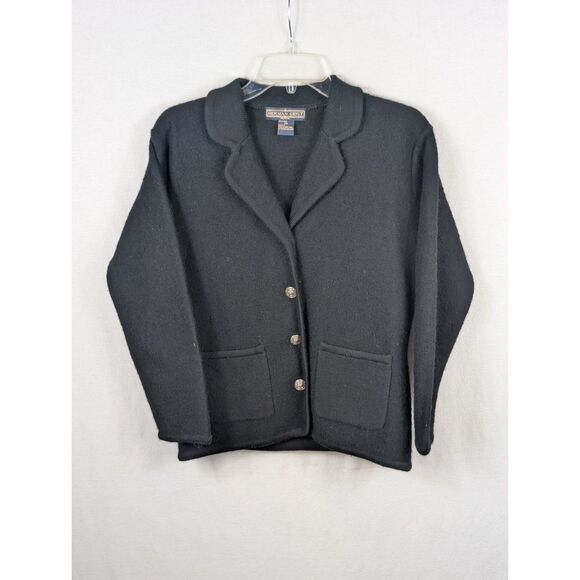 Vintage Herman Geist Wool Button Up Cardigan Black Women's Size PS - Picture 1 of 13